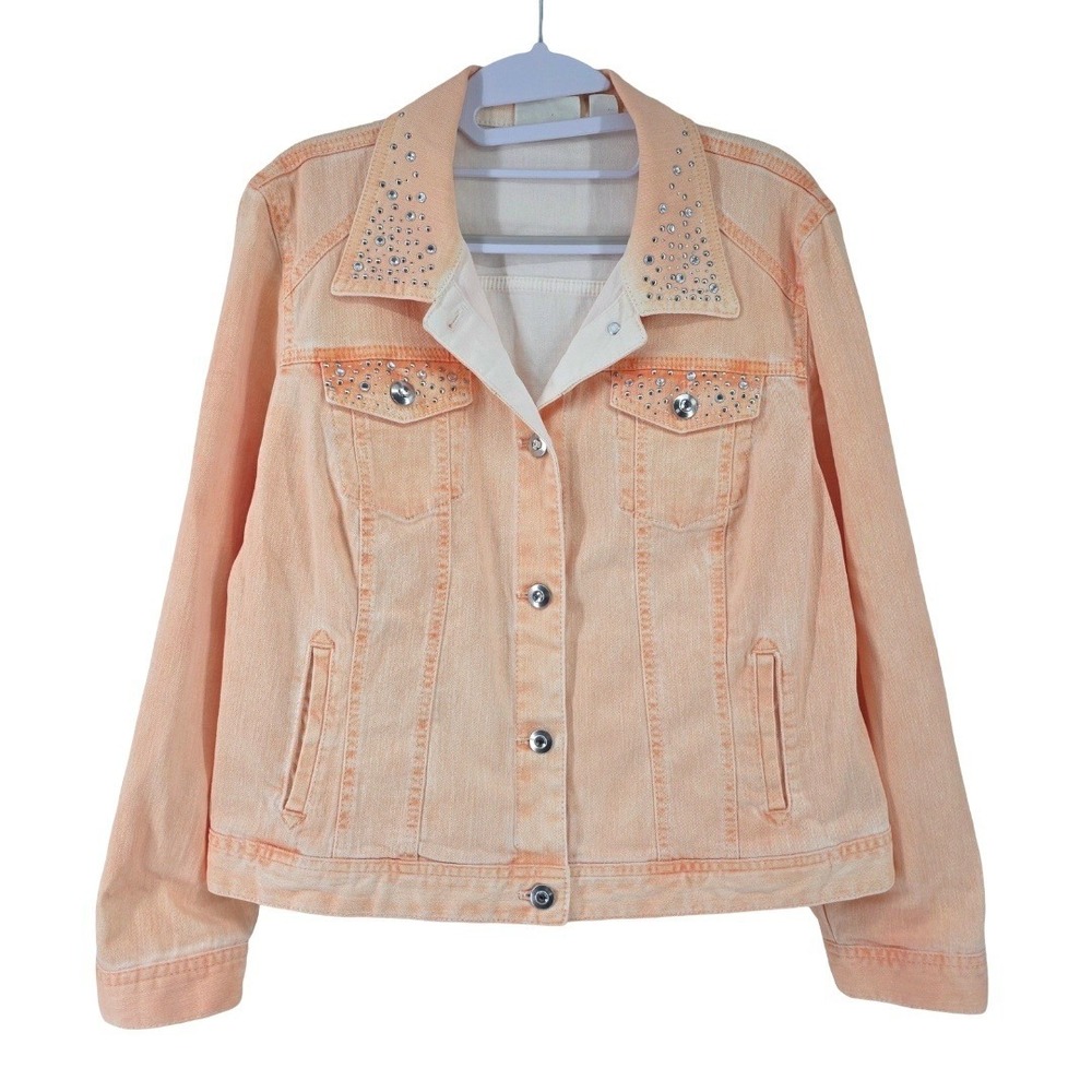 Chicos Peach Embellished Denim Jacket